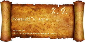 Kostyák Imre névjegykártya